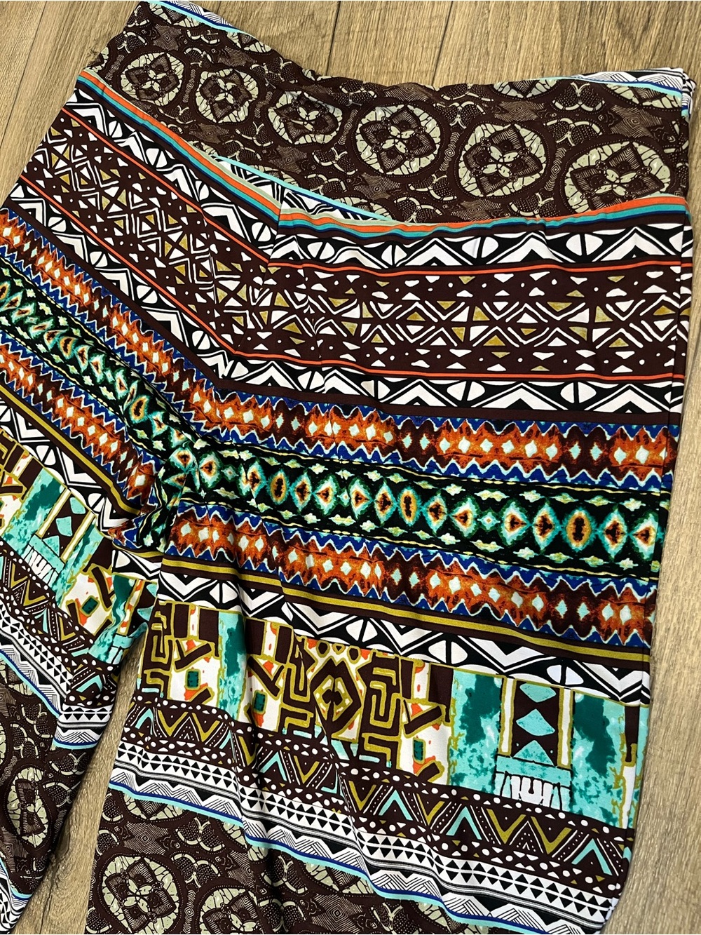 Cato Wide-Leg Tribal Print Pants - Black, Brown, Blue, Green, Orange - Picture 7 of 9
